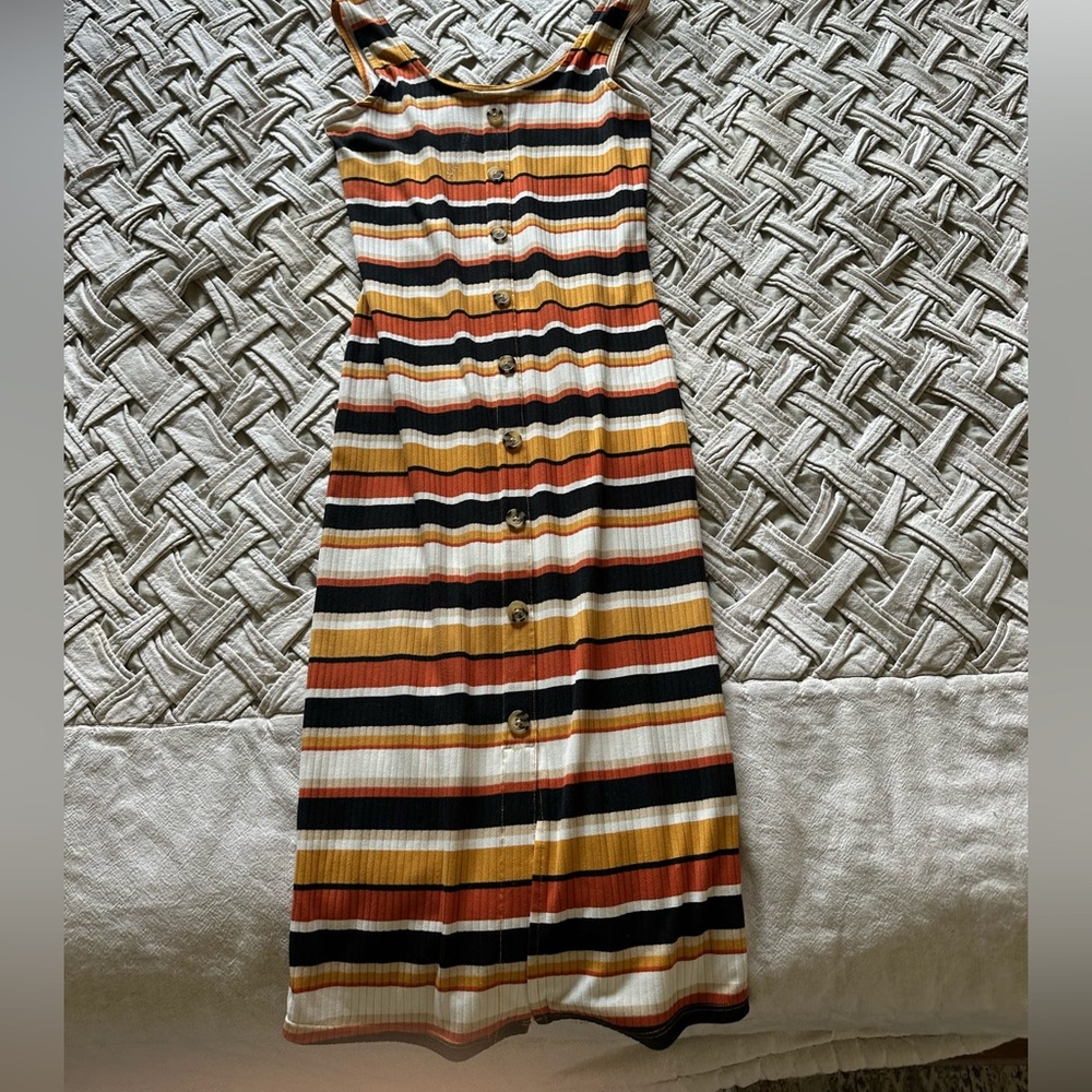 No Boundaries ~ Button Front ~ Multicolored Stripe ~ Sleeveless Dress Size M